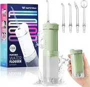 Travel Water Flosser,Portable Water Flosser, Water Teeth Cleaner Pick,Mini Portable Oral Irrigator, Telescopic Water Tank, 5 Nozzles, IPX7 Waterproof, Cordless Water Flosser for Teeth, Gums