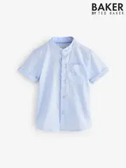 Baker by Ted Baker 100% Cotton Grandad Collar Shirt (E76710) | $33 - $42