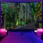 Large Wall Art Blacklight Poster UV Reactive Tapestry Wall Hanging Plants Town
