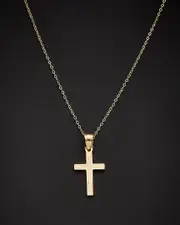 14K Italian Gold Leaf Cross Pendant Necklace