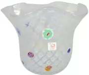 MURANO Art Glass Gambaro & Poggi Handkerchief Murrine Millefiori White Vase New