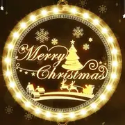 Christmas Decorative Window Light,LED 3D Hanging Lights Xmas Decor Windows Christmas Tree Decor Battery Operated String Light,Warm White