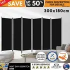 6 Panel Room Divider Privacy Screen Folding Metal Frame Fabric Partition Black
