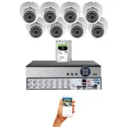 16 Channel 8 Dome Security Camera System 2TB Hard Drive H.265 Surveillance DVR