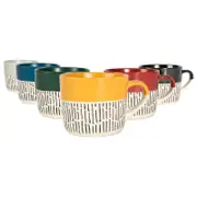 Nicola Spring 6pc Dipped Dash Stoneware Coffee Mugs Set - 450ml - Multicoloured
