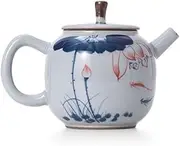 Teapot,Ceramic Teapot, Tea Pot Creative Chinese Retro Hand Painted Teapot for Home Living Room Office Kung Fu Tea Set Household Ceramic Single Pot Teapot (A)