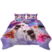 Cute Pugs Dogs in the Pizza Donut Space Coverlet