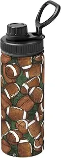 Football Green Camping Hiking Hydration Flask,Stainless Steel Outdoor Water Bottle,Double Walled Insulated