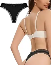 Falordar Seamless Thongs for Women Lace G String No Show Panties Invisible Breathable Underwear