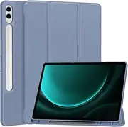 Case Compatible with Samsung Galaxy Tab S9 FE Plus 12.4 Inch 2023 with Pen Holder, Soft TPU Tri-Fold Stand Protective Tablet Cover, Support Pen Charging, Auto Wake/Sleep (Lavender)