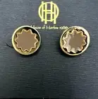 House of Harlow 1960 Gold Tone Enamel Khaki Sunburst Stud Earrings
