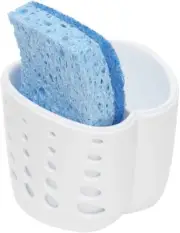 Home Basics Double Sponge Holder Kitchen Sink Caddy, Saddle Faucet White