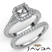Asscher Semi Mount Split Shank Bridal Set U Prong Diamond Engagement Ring 0.80Ct