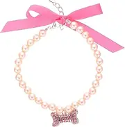 HYTROVE Luxurious Pearl Collar Choker for Pets Dog Cat Puppy Kitten Fashionable Necklace Ornament Safe Pet Accessory