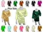 Shiny Silk Regular OutFit Satin Top 3/4th sleeve Square Neck Top Plus Size S114