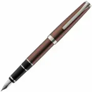 Pilot Fountain Pen Metal Falcon Screw On Cap Brown Barrel, Medium Nib 60672