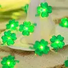 St. Patricks Day String Lights Shamrock Decorative Green Leaf Outdoor Lights