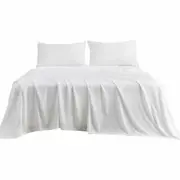 White Cooling Comfort Bamboo Blend Flat Fitted Sheet Pillowcase Set All Size 2000TC