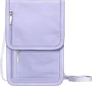 [FINTIE] Travel Neck Pouch Passport Holder, Holds 5 Passports, RFID Blocking Adjustable Neck Strap Wallet for Women Men, Multi-Pockets Skin-Friendly Travel Wallet, Violet, Violet, Portable