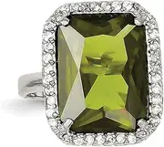 [Diamond2Deal] Women's 925 Sterling Silver White and Green Cubic Zirconia Ring Size 7