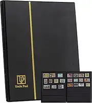 120 Pockets Stamp Album - Various Sizes PU Leather Stamp Holder Storage Book Multiple Dimensions for Banknotes, Paper, Banknotes, Documents, Collection, Black AS03MX1BK