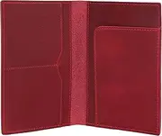 [STAR VISTA] Albatross Leather Travel Passport Holder, Minimalist Design, Full Grain Leather Case for Women and Men - Slim Passport Wallet, Bifold, RFID Blocking, Crimson Red