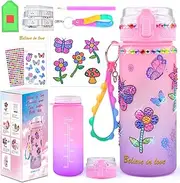 ASIOWELY Decorate Your Own Water Bottle Kits for Girls Age 4-12, Butterfly Flower Diamond Painting Art and Crafts for Kids Age 4-6-8-10, Fun Gifts Toys for Spring School Birthday