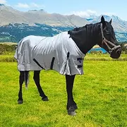 Comfy Mesh Horse Fly Sheet with Advanced UV & Insect Protection – Lightweight Summer Fly Rug for Equine（Grey 76in）