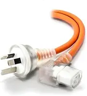 Alogic Australian 3 Pin Mains Plug to Right Angle IEC C13 Medical Power Cable, 2 Meter, Orange
