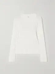 [LESET] LESET - Pointelle-knit Cotton-jersey Top - White - medium medium White