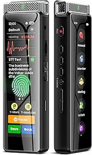136GB Digital Voice Recorder with Playback, Innioasis R1 Full Touchscreen Voice Recorder with Bluetooth and Intelligent STT Transcription, Voice Activated Sound Audio Recorder Device with Mic (Silver)