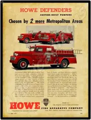 1957 Howe Defender New Metal Sign: Tampa Florida Fire Department Truck