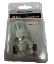 1 New CountyLine Hydraulic Adapter 3/8" Male to 1/2" Female Swivel