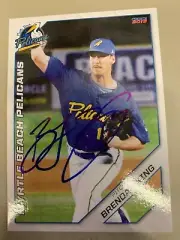 Brendan King 2019 Myrtle Beach Pelicans Signed Team Card Minors Cubs