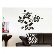 BLACK BLOOMS 3D FOAM wall stickers 25 pieces scroll branch leaves dots romantic