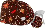 [YTYVAGT] 2-Pc,Gourd-Shaped Working Cap,Fisherman Hat with Buttons and Cotton Sweatband,Festive Christmas Stars Pattern