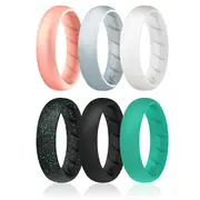 ROQ Silicone Wedding BR Solid Ring Set - Basic-Metal by ROQ for Women - 6 x 9 mm Ring