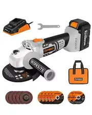 WORKSITE Cordless Angle grinder, 4-1/2 Inch Power Angle Grinder with 4-Pole M...