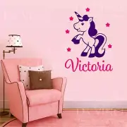 Unicorn Pony Girl Custom Name Wall Personalized Custom Vinyl Sticker Decal E