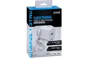 Crest Lightning Usb-a Wall Charger 1m Lightning Cable Each