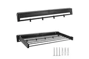 Alston Wall Mounted Drying Rack Black Clothes Airer Space Saver Folding Dryer Bearing Capacity 12KG Foldable Rail With Hooks Indoor Outdoor Balcony Laundry