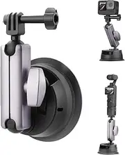 BRDRC Pocket 3 Suction Cup Mount, Car Mount Windshield and Window Camera Holder for DJI Osmo Pocket 3 2, Action 5 Pro 4, Insta360 X4 X3 Go 3S, GoPro Hero 13 12 11 10 9 Accessories - Aluminu