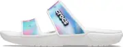 Crocs Unisex-Adult Classic Two-Strap Slide Sandals, Solarized White Multi,