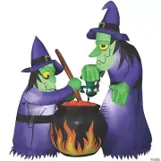 6' Inflatable Double Bubble Witches With Cauldron Outdoor Yard Decoration