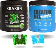 Pre-Workout and Creatine Gummies Stack, 250mg Caffeine, 1200mg L-Citrulline, 1200mg Beta-Alanine, 1000mg Creatine HCL