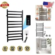 Luxury 10 Bar Heated Towel Warmer with User-Friendly Timer - Matte Black Finish