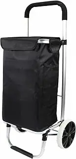 Foldable Shopping Trolley,Aluminium Frame Shopping Cart Luggage with Bags, Dolly Grocery Cart with Wide Cushion Handle (Black)