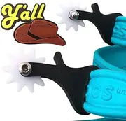 [SpeakerMan] 4-Pack Spur Shoe Charms, Cowboy Hat & Y'all Set for Clogs, Compatible with Crocs - Unique Cowboy-Style Accessories - Fun and Stylish mini Spur Clips for Men and Women, 2.76''x1.3''x0.7'', Plastic, no
