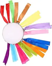 ERINGOGO Hand Drum Tambourine with Ribbons Sturdy Percussion Instrument for Stage Performance for Beginners and Musicians Ribbons