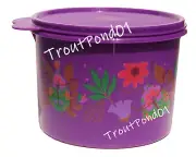 Tupperware Canister Stacking Nesting Storage 7 Cups Flowers Purple Seal Lid New